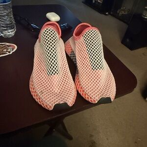 Red and White Mesh Slip-On Sneakers